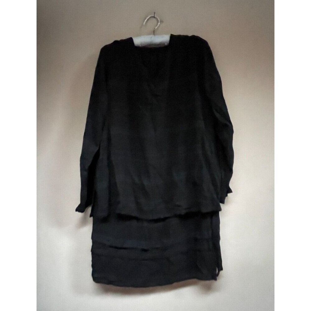 Basic Threads Santa Monica CA Women Small Long Sleeve Top & Midi Skirt Set Black